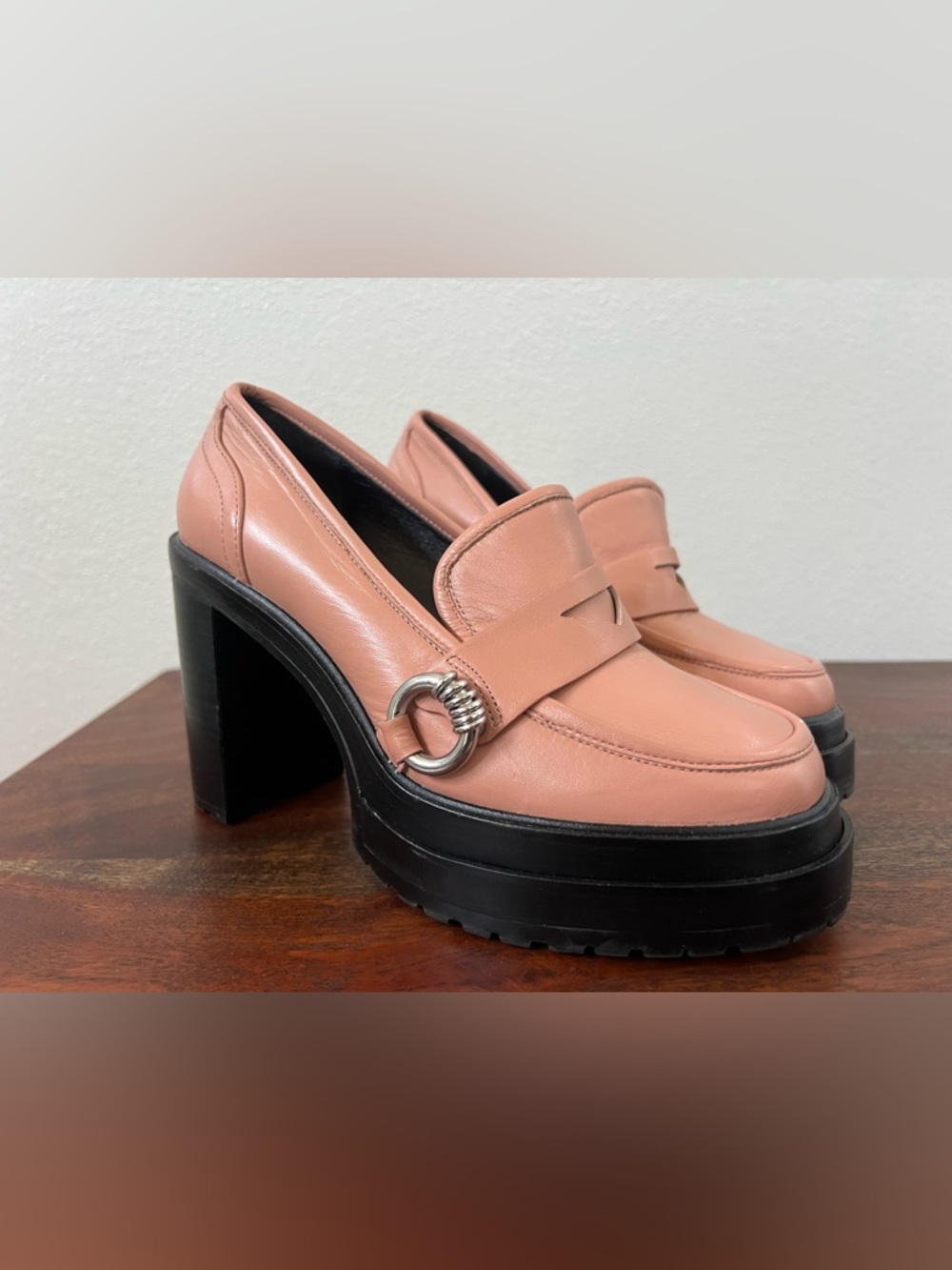 Gianni Bini Leather Platform Block Heel Loafer